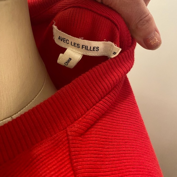 Avec Les Filles Dress Red Cold Shoulder xs - Picture 2 of 6